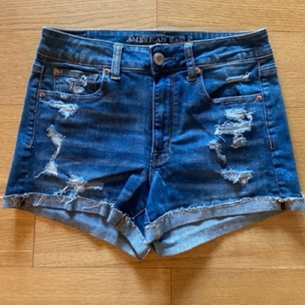 AE High Rise Super Stretchy Distressed Shorts